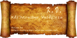 Kühtreiber Valéria névjegykártya