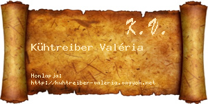 Kühtreiber Valéria névjegykártya